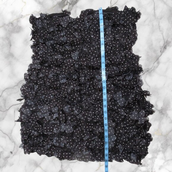 By Anthropologie Gathered Polka Dot Mini Dress Black White Size 10 - Picture 5 of 14
